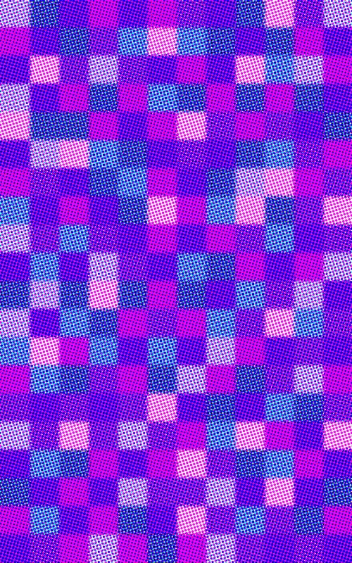 colourful checked pattern of halftoned squares